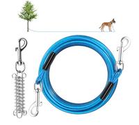 Dog Tie Out Cable, 15 FT Heavy Duty Dogs Lead Cable with Detachable Shock Spring, Dog Runner Chains for Outside Yard Camping Hold Small or Medium Dogs (15feet, up to 125lbs)