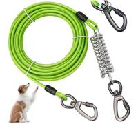 Dog Tie out Cable, 20ft Long Dog Leash with Spring and Swivel Clips, Heavy Duty Runner Cable Up to 457kg Pull Force, Chains for Outside Yard Camping, Decoración de jardín