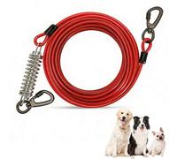 Thrink 3m Outdoor Dog Tie Out Cable Heavy Duty Steel Dog Runner with Shock Absorbing Spring, Anti Tangle 360° Swivel Clip, Secure Dog Lead for Garden Yard, Perfect for Pet Up to 60, 120, 250 lbs