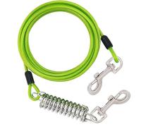 Dog Tie Out Cable 6.5FT, Outdoor Dog Yard Leash, No Tangle, Heavy Duty Dog Chains for Outside with Spring Swivel Lockable Hook for Yard, Camping and Beach, Suitable for Dog and Cat, Green(2m/6.5 Ft)