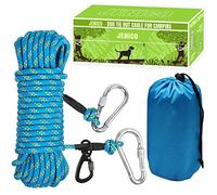 Dog Tie Out Cable for Camping - 50ft/70ft/100ft Portable Reflective Overhead Trolley System for Dogs up to 300lbs - Dog Lead for Yard Camping | Parks | Outdoor Events Blue