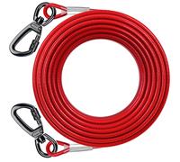 Dog Tie Out Cable with 360 Swivel Lockable Hook and PVC Coating, 10ft 15ft 20ft 25ft 40ft 60ft 120ft Reflective Dog Lead Line, Galvanized S