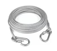 Dog Tie Out Runner for Yard - Heavy Duty with 10 FT Steel Wire Lead Leash Cable with Stainless Rope Leash Locking Carabiner, 360° Swivel, Dog Chain Leash Run Tether for Camping Training