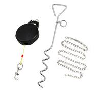 Dog Tie Out Stake with Chain, 9M/30FT Retractable Pet Leash with Spiral Ground Stake and 360° Swivel Clasp for Max. 41kg/90lbs Large Dog for Yard Park Travel Camping