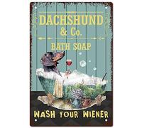Dog Tin Sign Vintage Metal Wall Decor Retro Painting Poster Plaque Iron Sign Art Mural Hanging Wall Decor for Bathroom Home Kitchen Toilet Bar Restaurant Cafe Christmas Decor 6x8 Inch