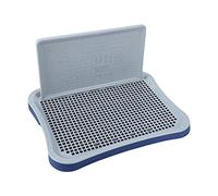 Dog Toilet Pet Training Pan Tray with Grid Simulation Potty with Washable Column Made of PP Open on Three Sides Ad, Blue