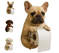 Dog Toilet Roll Holder, 3D Resin Cute Dog Toilet Paper Holder Wall Mount, Funny Dogs Tissue Roll Dispenser Box for Bathroom, Kitchen,Home Decor (C)