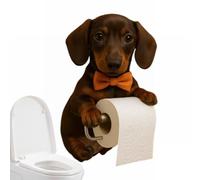Dog Toilet Roll Holder,Tissue Roll Dispenser Creative Cute Dog Shape Toilet Paper Holder, Resin Novelty Dogs Standing Kitchen Roll Holder with No Drillin Thoughtful Storage Tray, Gift,22x16x12cm (B)