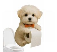 Dog Toilet Roll Holder,Tissue Roll Dispenser Creative Cute Dog Shape Toilet Paper Holder, Resin Novelty Dogs Standing Kitchen Roll Holder with No Drillin Thoughtful Storage Tray, Gift,22x16x12cm (A)