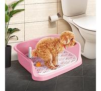 Dog Toilet Tray, Indoor Outdoor Pads, Dog Toilet Mesh with Pillar, Keep Your Pet Paws Dry, for Porch Bathroom Apartment Balcony Color : Black