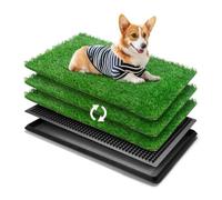 Dog Toilet Tray with 3-Piece Washable Artificial Grass, Dog Grass Pee Pad, Pet Potty for Indoor/Outdoor Loo Puppy Toilet Training (76 x 51 cm, L)