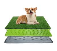 Dog Toilet Tray with Artificial Grass - Reusable Dog Litter Tray Grass Pee Pad for Dogs Puppy Toilet Training Portable Potty with Drainage System for Indoor and Outdoor Use (68 x 42.5cm)