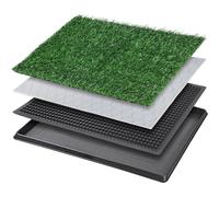 Dog Toilet Tray with Washable Pee Pad and Artificial Grass Patch for Dogs Puppy Toilet Training, Portable Indoor Dog Litter Tray (40.6x50.7c