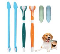Dog Tooth Brush,Dog Toothbrush Set,Toothbrush for Dogs,2 Pack Triple Heads Dogs Toothbrushes with 4 Pet Finger Toothbrushes, 2 Dual-Dead Tooth Brush for Small Medium, and Large Pets