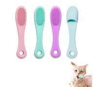 Dog Toothbrush, 4 Pcs, Silicone Finger Toothbrush, Dog Finger Toothbrush, Cat Toothbrush, Puppy Finger Toothbrush, Soft Silicone Toothbrush with Long Handle, for Dogs, Cats, Pet Dental Care