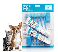 Dog Toothbrush and Toothpaste Kit - 2 x Toothpaste, 6 x Double-Ended Tooth Brush, 2 x Finger Toothbrush, Clean Pet's Teeth, Remove Tartar and Bad Breath