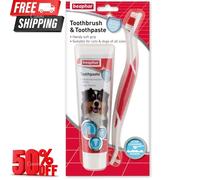 Beaphar - Toothbrush & Toothpaste Dental Care Kit - for Dogs & Cats - Includes a Double-Ended Toothbrush & Liver-Flavoured Enzymatic Toothpaste, 100g Tube