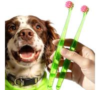 Dog Toothbrush for Medium and Large Dogs&Cats, 2pcs, Ultra Soft Bristle, Long-Lasting Handle, Pet Tooth Brush and Dog Dental Care Kit, Super Thin Bristle Gentle on Gum for Sensitive Pets, Green