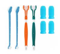Dog Toothbrush Set, 8 Pack Triple Heads & Dual-Dead Toothbrushes with 4 Finger Brushes, Soft Bristle Multi-Angle Dental Cleaning Products for Small Large Dogs, Recyclable Material