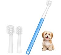Dog Toothbrush, Soft-Bristled Toothbrush Kit for Small to Medium Dogs/Cat, with Premium Non-Slip Handle and 2 Replaceable Heads (Dog)
