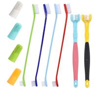 Dog Toothbrush,Triple Head & Double Head Dog Toothbrush Set,360 Degree Toothbrush,Finger Rubber Toothbrush, Multi-Angle Dental Cleaning Brushes forDog Cat Oral Dental Health