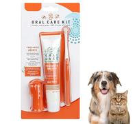 Dog Toothbrush with Toothpaste, Dog Dental Care Set for Dogs & Cats, Beef Flavor, Toothpaste and Finger Brush & Soft Bristle Toothbrush, Dogs & Cats Dental Kit Against Bad Breath