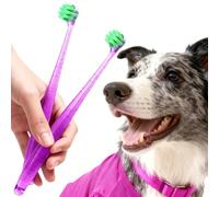 Dog Toothbrushes for Medium and Large Dogs&Cats, 2pcs, Ultra Soft Bristle, Long Durable Handle, Pet Tooth Brush and Dental Care Kit, Super Thin Bristle Gentle on Gum for Sensitive Pets, Red Violet