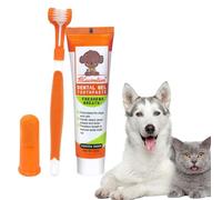 Dog Toothpaste and Brush 3PCS Soft Bristle Dog Dental Care Kit Puppy Dogs & CatsThree-Sided Toothbrush Teeth Finger Brush with Paste Plaque Tartar Remover Breath Freshener