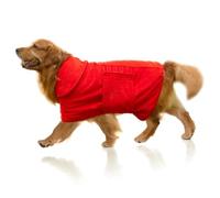 Dog Towel-400 GSM XXXL Size Red Microfiber Dog Drying Coat-Double Layered Dog Towels for Drying Dogs-Fast Drying Dog Bathrobe -Super Absorbent Hook & Loop Design Dog Robe