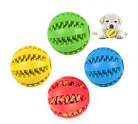 Dog Toy Ball,Forreen 4 Pieces Dog Treat Ball Do g Tooth Cleaning Toy Bal-l Nontoxic Bite Resistant Toys Balls Rubber Dogs Balls for Small Dogs Teeth Cleaning Chewing Training IQ Training,Diameter 5CM