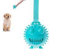 Dog Toy Ball, Snack Dispensing Dog Toy - Blue Big Eyes Animal Shaped Puppy Chew Toy, Interactive Pet Chew Squeaky Ball with Carry Rope, Puppy Nutrition Toy for Slow Feeding