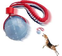 Dog Toy Ball with Rope for Small Medium Dogs, Durable Interactive Fetch Tug Chew Toy, Teeth Cleaning Textured Surface, Bright Color Pet Training Toy 6.5cm