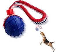 Dog Toy Ball with Rope for Small Medium Dogs, Durable Interactive Fetch Tug Chew Toy, Teeth Cleaning Textured Surface, Bright Color Pet Training Toy 6.5cm