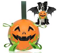 Dog Toy, Balls, Dog Football, Hat Ball, Durable Balls for Small, Medium Pets, Puppies, Outdoor Toy, Pet Training Football, Halloween Series (Evil Pumpkin 18.5 cm)