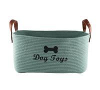Dog toy basket puppy toy bins pet organizer laundry basket storage perfect for organizing pet toys blankets leashes coat stuff in living room area Green