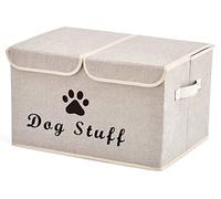 Dog toy box basket storage with lid perfect basket for dog toys grooming stuff living room playroom closet home organization - Beige