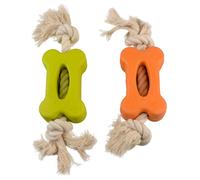 Dog toy Duvoplus os plate en caoutchouc avec conton Bambou/Riz