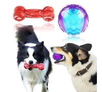 Dog Toy Set, an Indestructible Chew Toy With Bone and Ball Shapes Suitable for Medium/Large Dogs, a Fun Toy That Can Make Sound With One Bite, and Keep Dogs Busy(The Set Includes Bones and Balls)