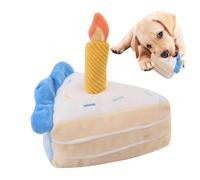 Dog Toy Squeaky Cake, Plush Squeaky Cake for Dogs Chew Squeeze Toy Plush Cake for Dogs Indoors Bored Dog Pulls and Bites Realistic Birthday Cake for Trips, Cam