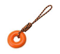 Dog Toy Squeaky - Squeaky Toys for Dogs, Spiked Ring Chew Trainer, Puppy Payer Toy with Rope | Interactive Pet Play Accessories for Puppies Children Sick Boredom Rel