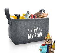 Dog Toy Storage Basket, Dog Food Storage with Handle, Felt Stuff Storage Baskets for Pet Toys, Foldable Storage Bins for Organizing Pet Toys, Cat Blankets, Dog Clothes Blankets, Urine Pad (Grey)