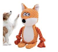 Dog Toy with Squeaker, Rope Teething Doll for Puppy, Creative Pet Chewing Interactive Doll, Fox, Elephant, Frog Squeaky Toys for Chewer