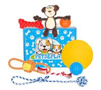 Dog Toys for Boredom Dog Toy Box | 8 pcs - Frisbee, 2 x Squeaky Dog Balls, Rope Toys, Squeaky Plush, Squeaky Rubber Bone | Dog Toys for Small Dogs & Medium & Large Dogs | Interactive & Enrichment