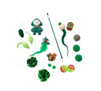 Dog Toys Indestructible Christmas Cat Toys Pet Supplies New Christmas Theme Cat 15 Piece Set Self Hi Pet For Dogs (Green, 35x14. 5cm)