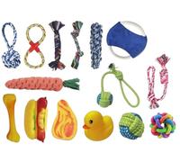 Dog Toys Set, 15 Pieces, Rope Chew Toys with Ball, Carrot, Duck and Interactive Toys, Durable Pet Toys for Small to Medium Dogs