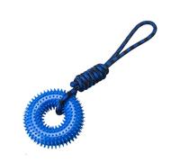 Dog Toys Squeaky - Spiky Ring Chewing Trainer - Interactive Toy with Rope for Small Medium Large Dogs Mental Stimulation Boredom Relief Outdoor Indoor Park Walking