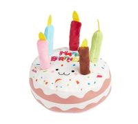 Dog Toys Stuffed Animals Squeaky - Birthday Cake Shape Plush Chewing Toys | Interactive Enrichment Toys for Small and Medium Dogs, Teething Chew Toys with Squeaker, Fun Puppy