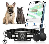 Dog Tracker with no Monthly Fees - 2026 Smart Mini Cat Tracker Collar, Compatible with iOS/Android, Real Time Location & Anti Loss Cat GPS Tracker, Waterproof Elastic Collar Included (Black)