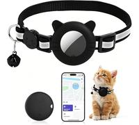 Dog Tracker with no Monthly Fees - 2026 Smart Mini Cat Tracker Collar, Compatible with iOS/Android, Real Time Location & Anti Loss Cat GPS Tracker, Waterproof Elastic Collar Included (Black)
