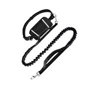 Dog Traction Rope, Adjustable Reflective Running Leashes, Pet Cord with Zipper Pouch, Travel Dog Harness for Hiking, Camping, Jogging, and Outdoor Adventures, Black